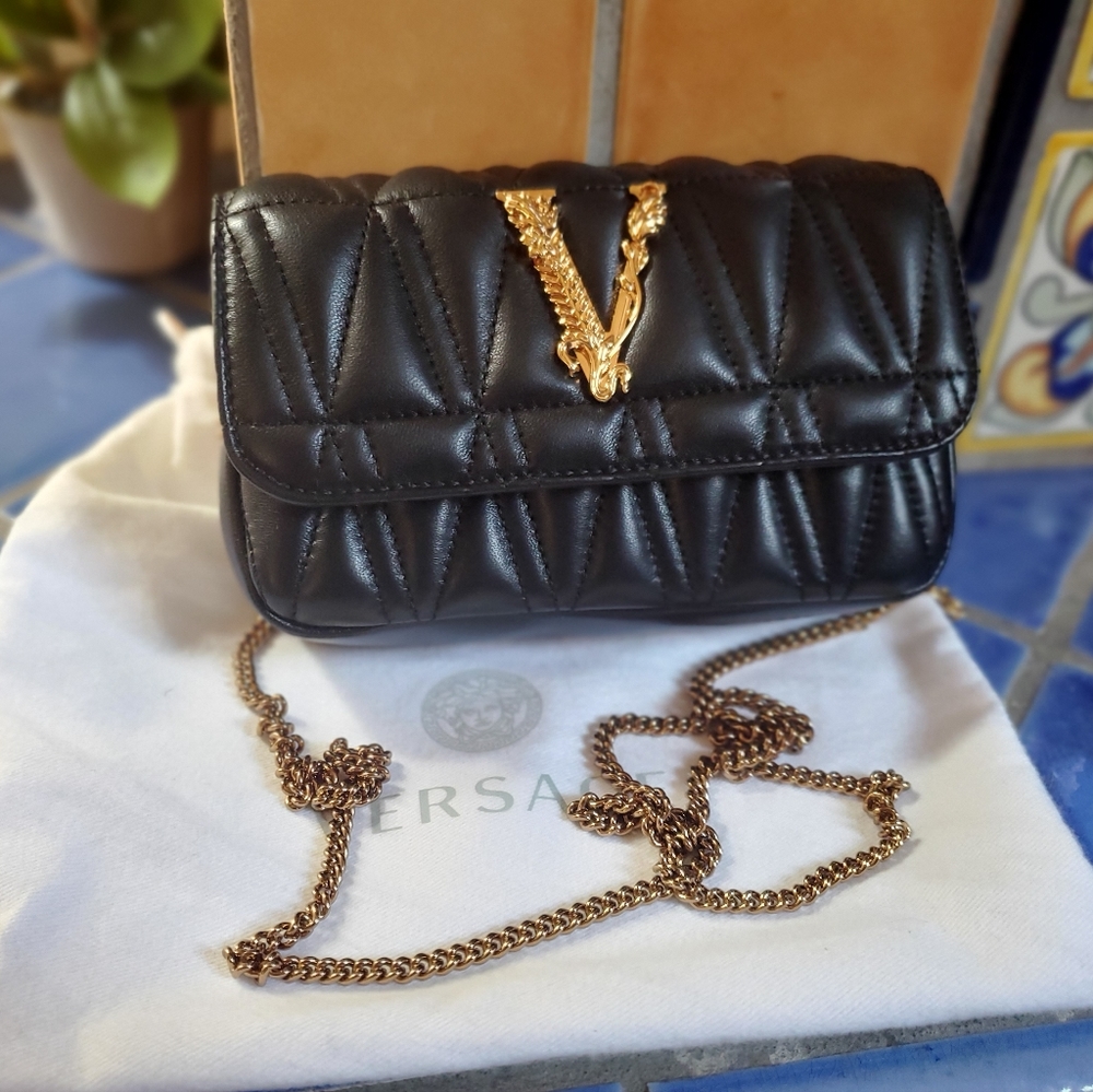 SOLD - Versace Virtus Quilted Handbag